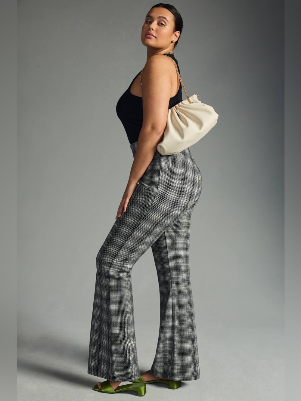 Maeve Plaid Bootcut Pants – Black & White - Picture 6 of 12